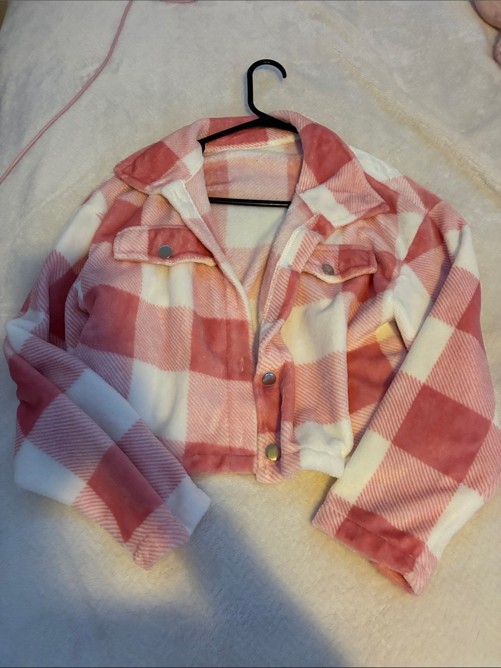 🩷 Pink Plaid Cropped Jacket